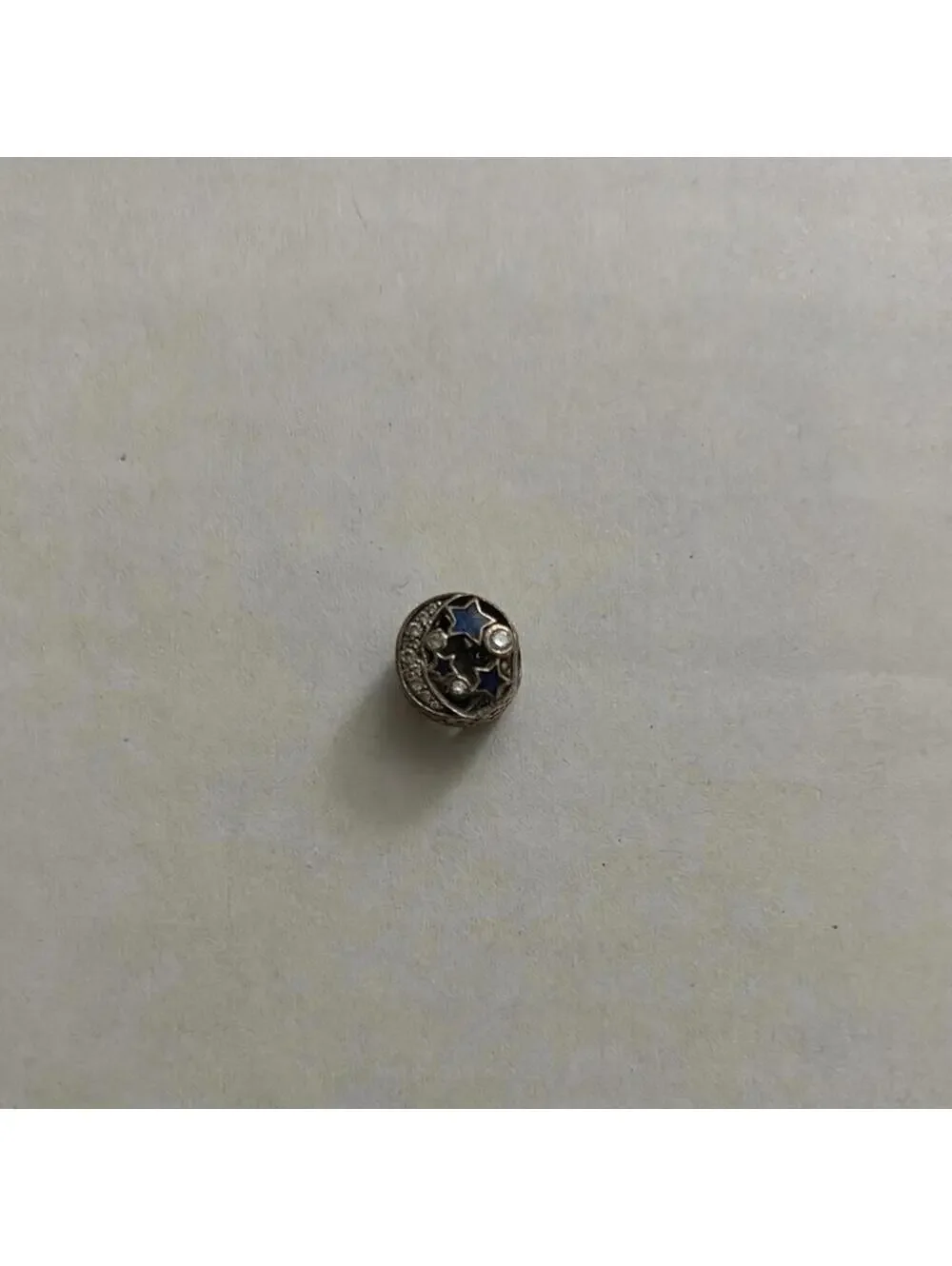 Pandora Silver and Blue Star and Moon Charm for Bracelet